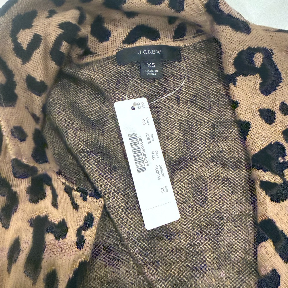 jcrew leopard Print Open Front Cardigan Sweater - Brown/Black - Picture 2 of 3